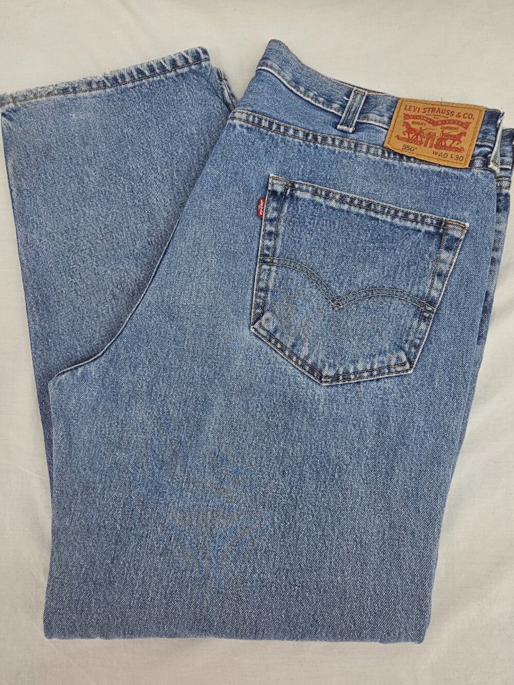 Levi's 550 Relaxed Fit Straight Leg Blue Denim Jeans No Stretch Men's 40 x 30